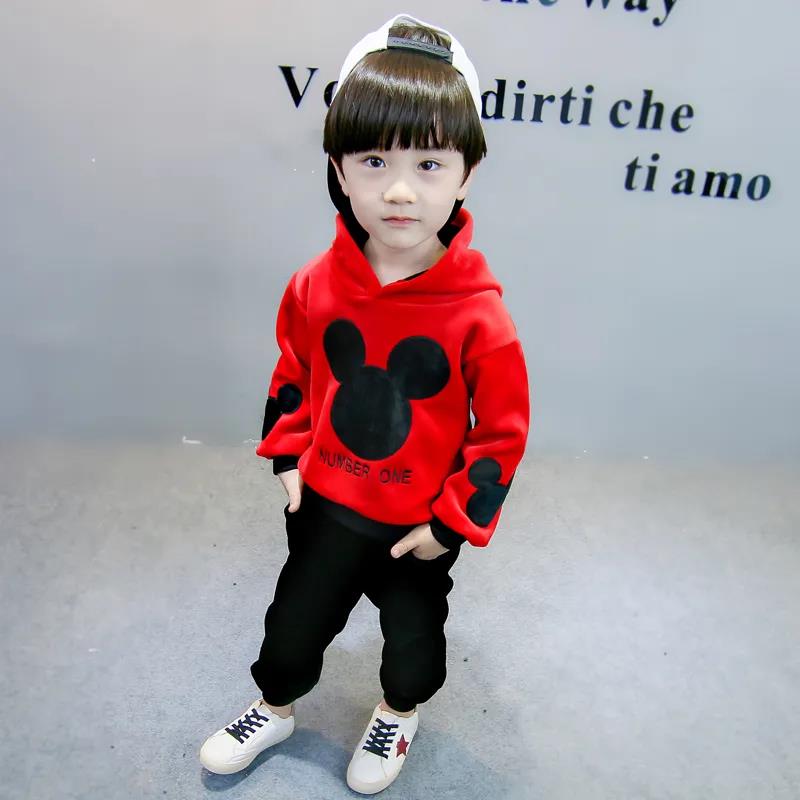Children's Gold Velvet Suit Autumn and Winter Baby Double-sided Fleece Boys Plus Fleece Sweater Children's Clothing Plus Fleece Thickening Suit