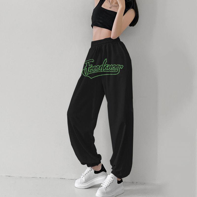 Summer Sports Pants Women Loose Personality Letter Beam Pants Tide Men and Women with The Same Paragraph Jazz Dance Harem Pants