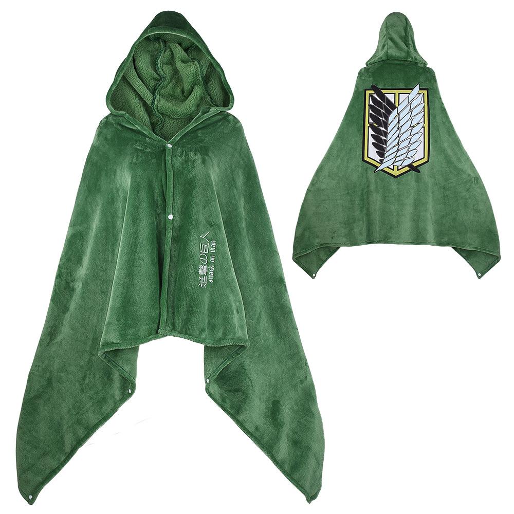 Attack on Titan Hoodie Cape Plush Blanket Anime Throw Shingeki No Kyojin Scouting Legion Cosplay Cloak Anime Blanket