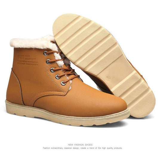 Men's Shoes Winter Plus Velvet Thick Warm Cotton Shoes Men's Casual Leather Cotton Shoes Non-slip Board Shoes Martin Boots