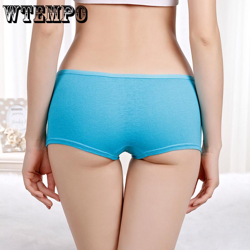 WTEMPO 6 Pieces/batch of Four-corner Ladies Underwear Sexy Cotton Boxer Briefs