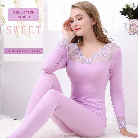 Qiuyi Long Trousers Women Thin Suit Self-heating Thermostatic Lace Sexy Body Thermal Underwear