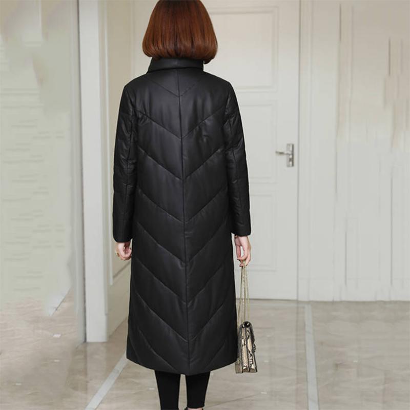 Women's Winter Korean Loose Quilted Coat Warm Stand-collar Down Jacket Women's Solid Color Patent Leather Long Down Jacket