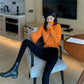 Women's Solid Color Trendy Fashion Zipper Slim Bottoming Sweater High Neck Tassel Short Knit Sweater