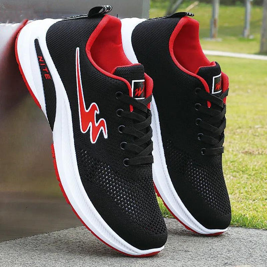 Summer Double Star Men's Shoes Flying Woven Breathable Hollow Mesh Shoes Korean Style All-match Casual Men Sneakers