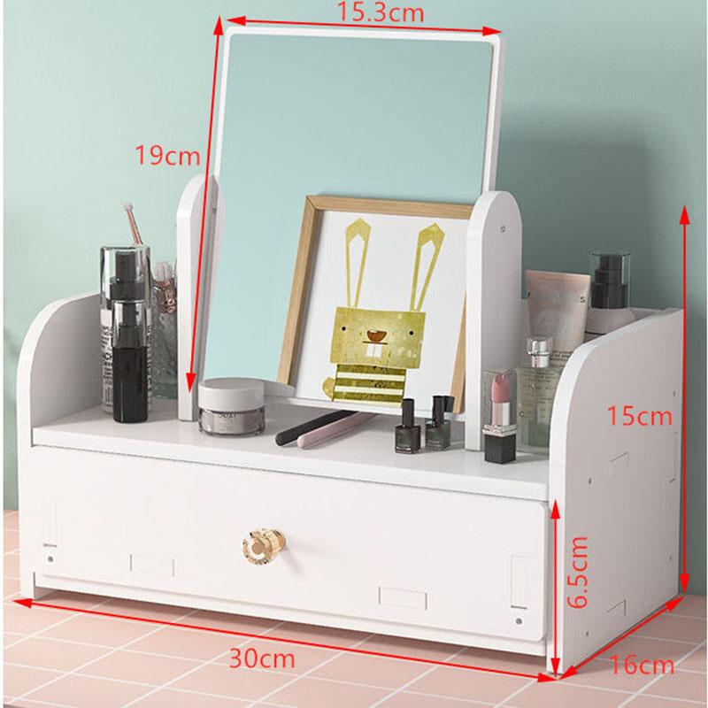 WomenVanity Mirror with Storage  Integrated Desktop Removable Makeup Mirror Bedroom Dormitory