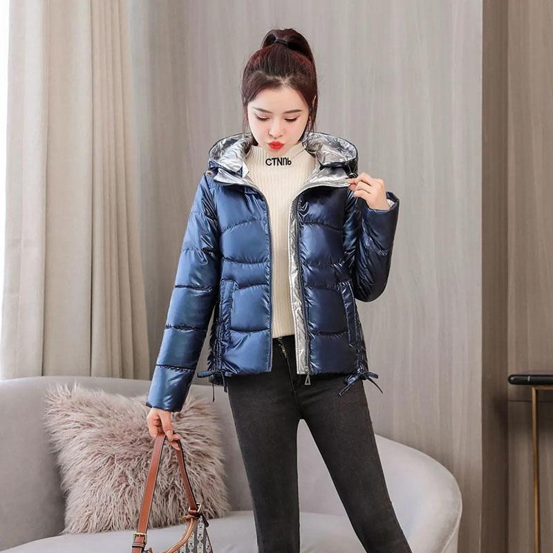 Winter Fashion Ladies Shiny Down Jacket Short Color Thick Loose Hooded Down Jacket