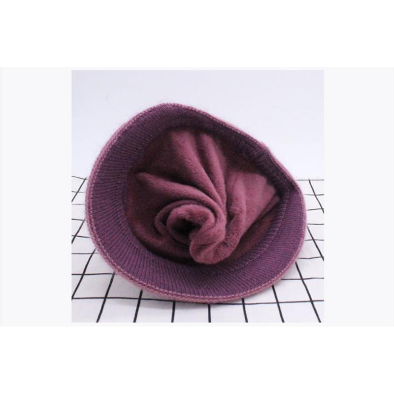 Ladies Autumn Winter Warm Rabbit Woolen Hat Mother's Knitted Hat with Velvet Thickening Rhinestone Decoration Cap High Quality Cold Proof Hat Headgear