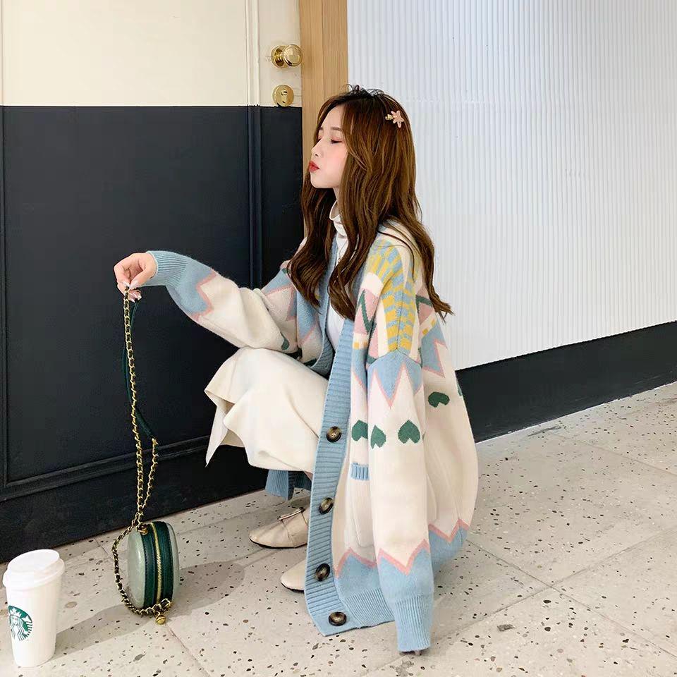 Large Size Women's Sweater Coat Autumn Korean Loose Student All-match Knitted Cardigan
