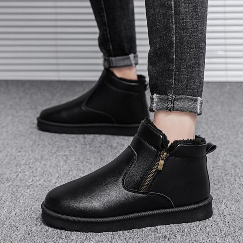 Winter Men's Shoes Plus Velvet Thick Warm Cotton Shoes Outdoor Waterproof and Ski Boots