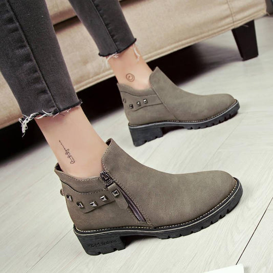 Chelsea Boots Women Elastic Ankle Pig Suede Brogue Boot Genuine Leather Quality Lady Shoes Handmade