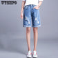 Women Summer Fashion Hole Jeans Casual Slim Short Pants Plus Size