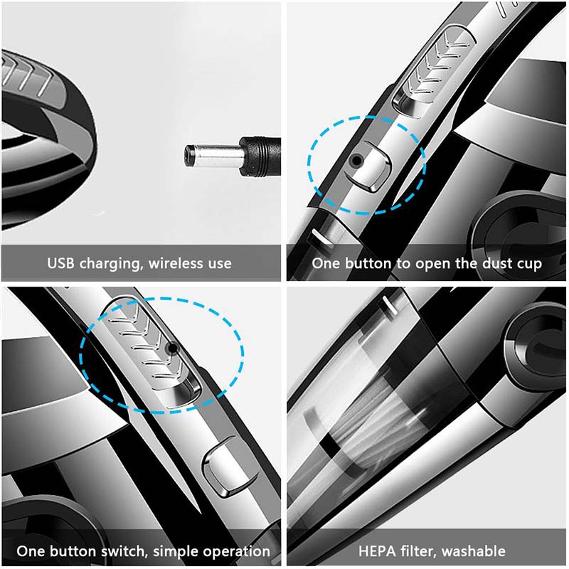 Rechargeable Cordless Wet Dry Car Vacuum Cleaner Portable Handheld Vehicle Auto Cleaning Tool