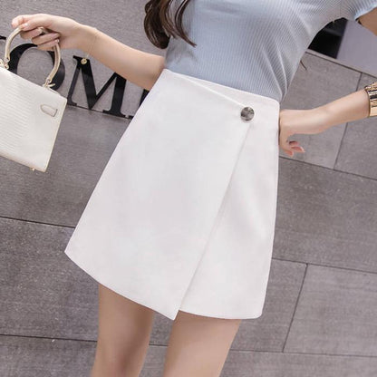 Women High-waist Chiffon Skirt Anti-light Students Thin Mini A-line Skirts Bag Hip Skirt