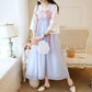 Chinese Improved Han Dynasty Clothing Dress Summer Female Student Embroidered Antique Ancient Costume Fairy High Waist Mid-sleeve Chiffon Long Skirt