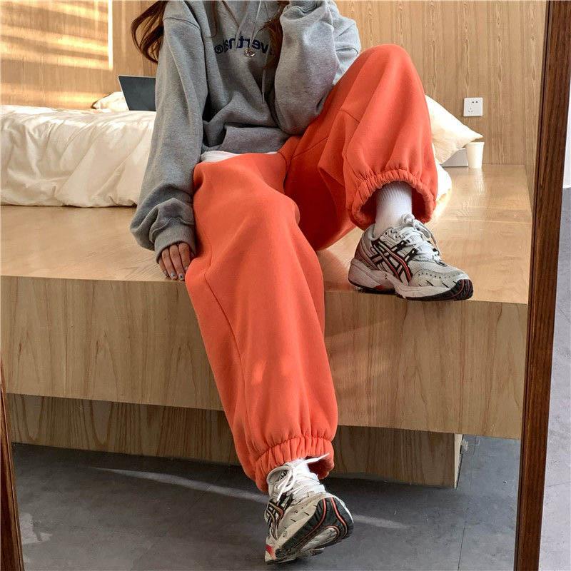 Pants Women's Autumn and Winter Korean Version of Ins Plus Velvet Thickening Trousers Loose Sports Casual Pants Tide