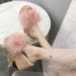 Fur Slippers Women Fluffy Sliders Comfort Summer Wedge Heeled Slippers Sweet Ladies Platform Slippers Footwear