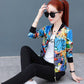 M-5XL Large Size Spring and Autumn Short Coat Women's All Match Flower Baseball Uniform Casual Top Short Jacket Thin Coat