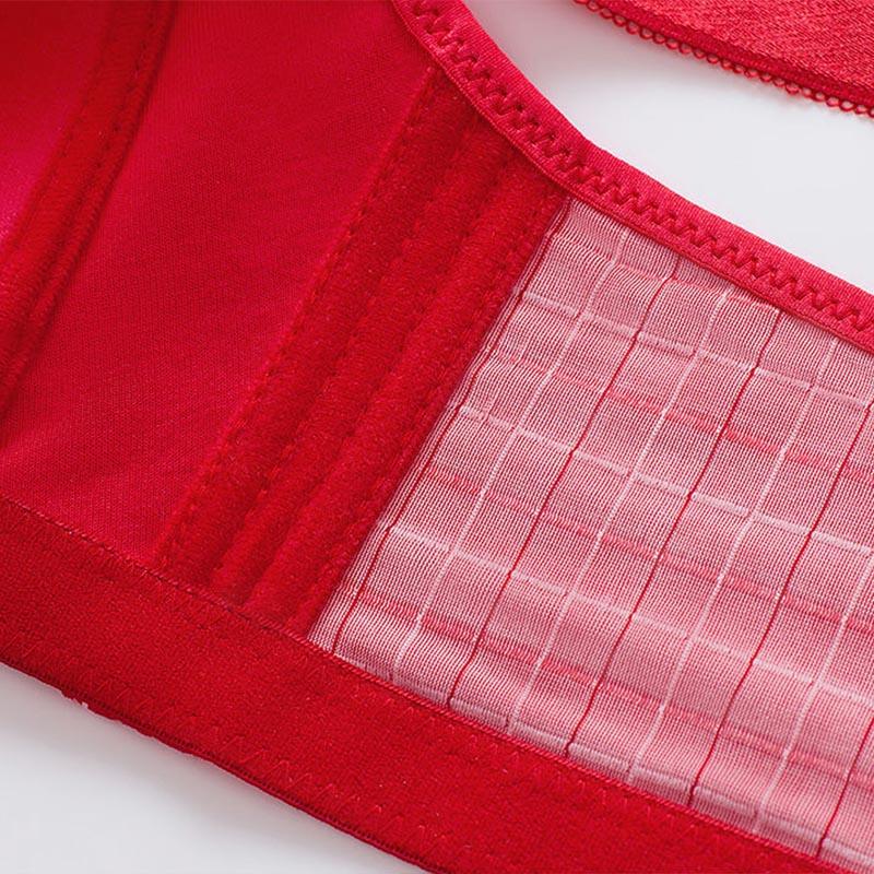 Plus Size Upper Support Adjustable Thin Section No Steel Ring Gathering Photosensitive Surface Cotton Fabric Soft and Comfortable Breathable Bra