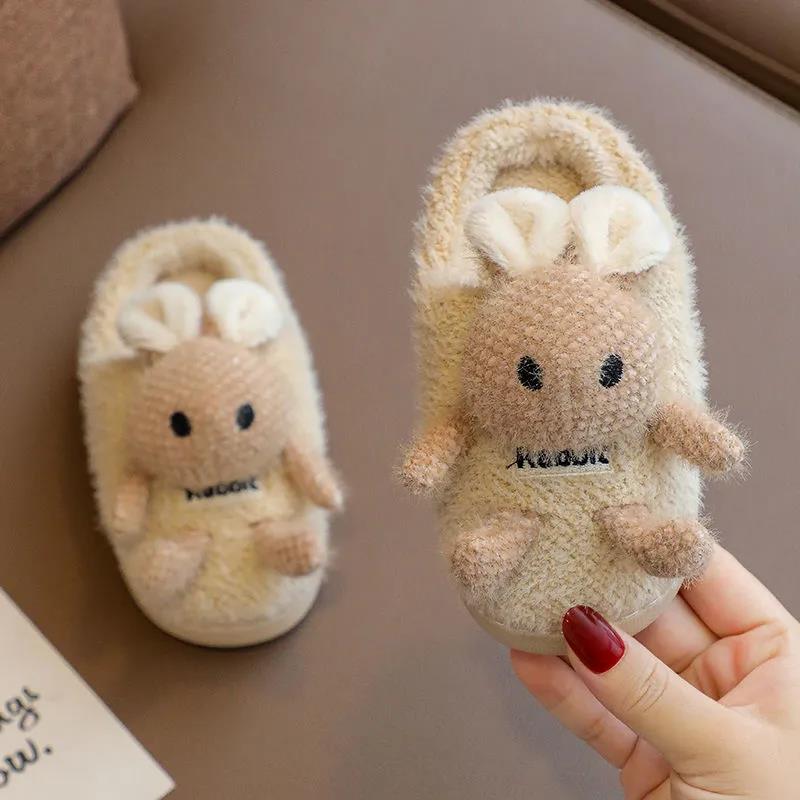 Winter Children's Cotton Slippers Boys and Girls Princess Infants 1-3 Years Old 2 Anti Slip Warm Bag Heel Baby Cotton Slippers