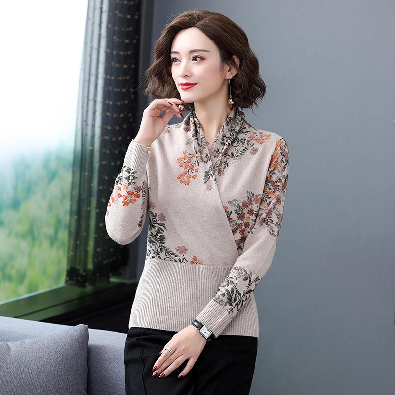 Autumn Winter Ethnic Style  Floral Print Sweater Knit Pullover Jumper Tops  Casual Slim Warm Woolen Sweater