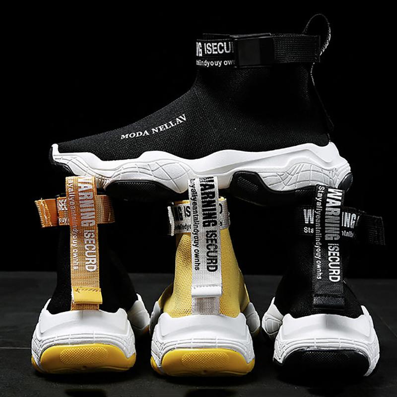 Men's High Top Sneakers Korean Style Trendy All-match Socks Shoes Teen Student Trendy Shoes