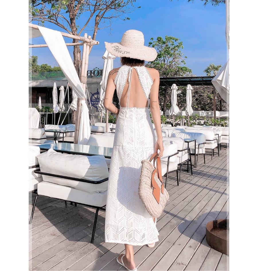 Women Summer Dress Sleeveless Off Shoulder Dress Maxi Long Causal Party Beach Boho Hollowed Dresses