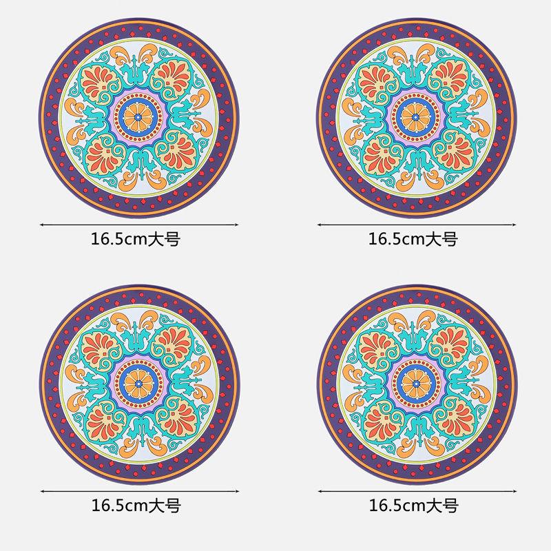1/2/4pcs Mandala Pattern Creative Silicone Coaster Household Anti-scalding Mat Coffee Drink Coaster