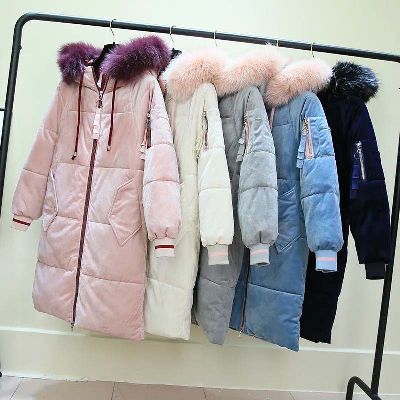 Gold Velvet Cotton-padded Jacket Women's Mid-length Student Winter Jacket Down Cotton-padded Jacket Women