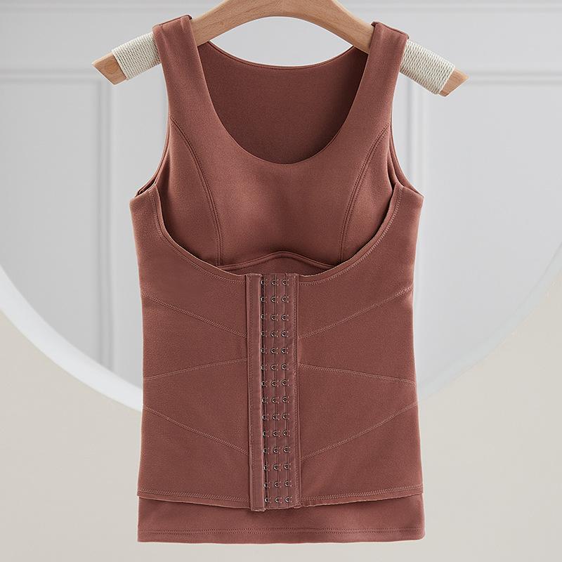 Shaped Underwear Women Thermal Wear Shaper with Bra Sexy Winter Clothing Heavy Compress Thermal Crew Neck Velvet Women Vest