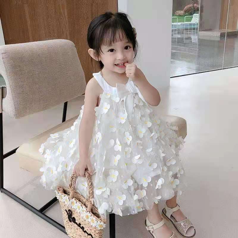 Girl's Princess Skirt Summer Dress Children's Dress Korean Style Little Girl's Sleeveless Skirt Poncho Children's Dress