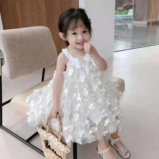 Girl's Princess Skirt Summer Dress Children's Dress Korean Style Little Girl's Sleeveless Skirt Poncho Children's Dress