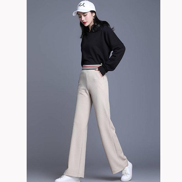 High Waist Slim Casual Pants Women's Korean Loose Spring and Autumn Wide Leg Pants Drop Feeling Straight Tube Micro Flared Trousers