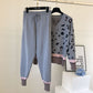 2pcs/set Women Knit Leopard Pullover Sweater+Pants 2 piece Sets ladies Jumpers Trousers 2 PCS Outfits