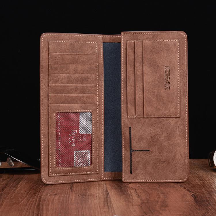Long Wallet Men Women Anti-theft Waterproof Matte Leather Mobile Phone Card Package Clutch Coin Bag