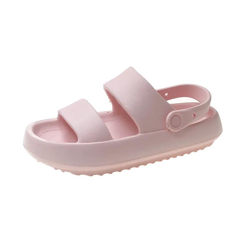 Slippery Shoes Women's Summer Outside Wear Home Bathroom Bath Non-slip Sponge Cake Bottom Net Red Sandals and Slippers