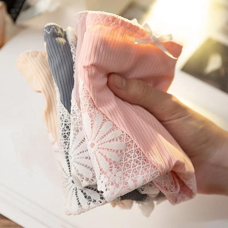 100kg Fat Mm High Waist Sexy Lace Underwear 2-piece Large Size Ice Silk Lingerie Thin Antibacterial Graphene Crotch Underwear