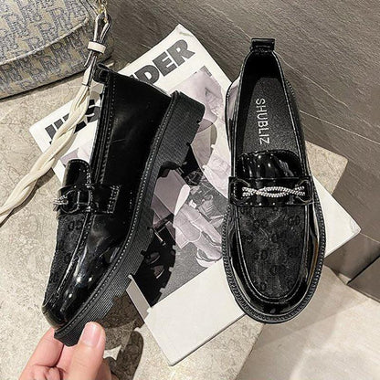 Women's British Style Leather Shoes Summer Thin Breathable Mesh Women's Single Shoes One-step Loafers