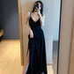 Fashion women Sexy off shoulder Spaghetti Strap Dress elastic V-neck stripe backless Maxi Dress