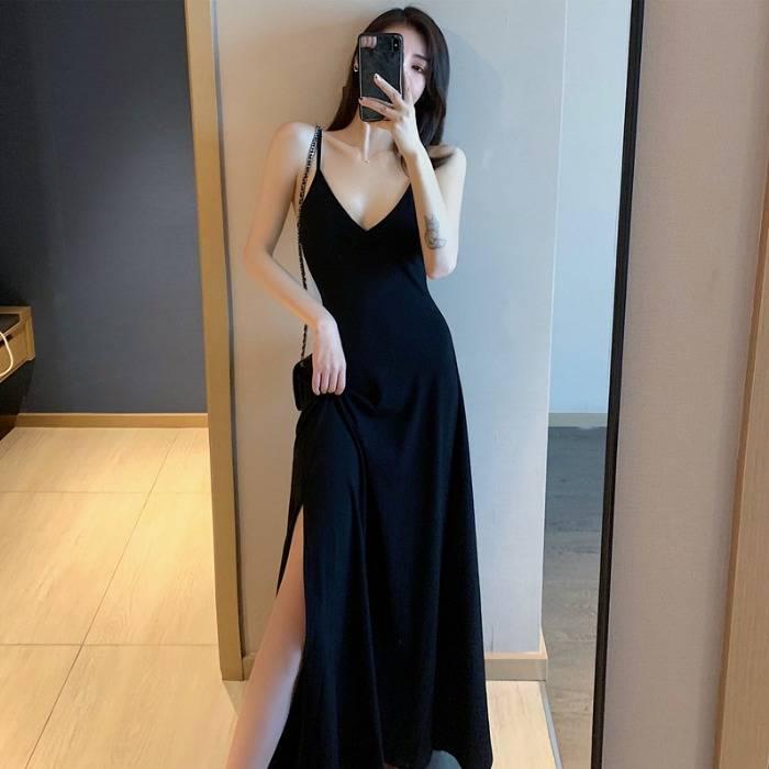 Fashion women Sexy off shoulder Spaghetti Strap Dress elastic V-neck stripe backless Maxi Dress