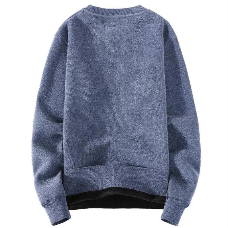 Men's Sweater Autumn and Winter Models Plus Velvet One Velvet Base Men's All-match Knitted Sweater Top