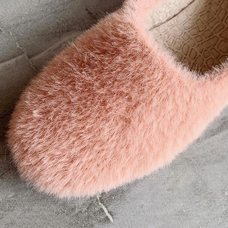 Shallow Mouth Peas Shoes Women Plus Velvet Autumn and Winter Shoes Moccasins Flat Bottom Plus Velvet One-pedal Plush Shoes Women