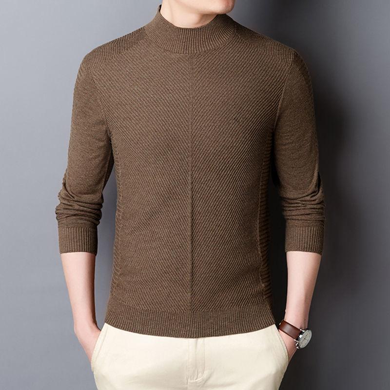 Men's Long-sleeved Knitted Sweater Plus Size Autumn and Winter Warm and Cold Round Neck Bottoming Sweater