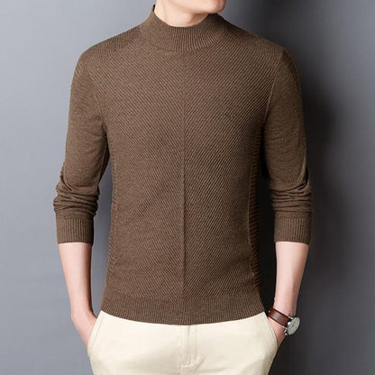 Men's Long-sleeved Knitted Sweater Plus Size Autumn and Winter Warm and Cold Round Neck Bottoming Sweater