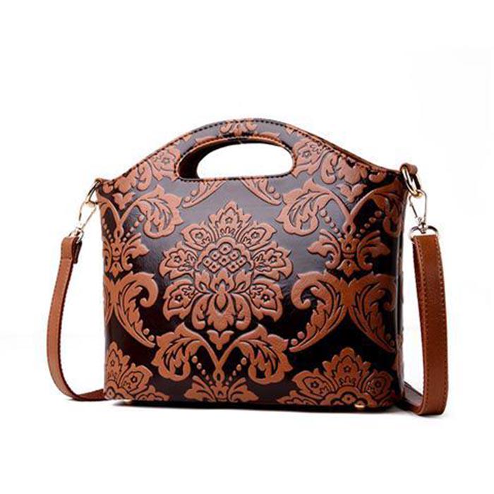 Small Bag Female Leather Handbag Female Embossed National Wind Shoulder Bag Diagonal Shell Girl Bag