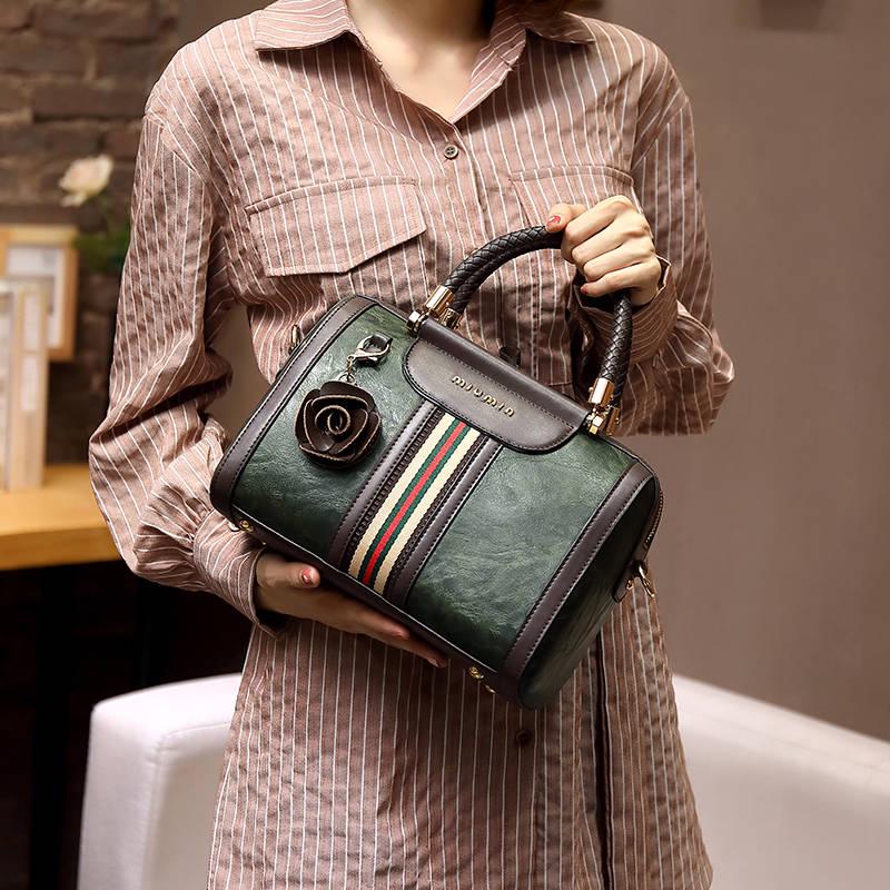 Leather HandBag Women Rose Flower Crossbody Shoulder Bags Totes