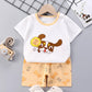 Children's Short Sleeve Suit Korean Style Boys and Girls Set Printing T-shirt + Shorts Two Piece Set