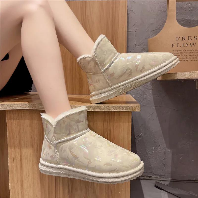 Short Tube Snow Boots Women Korean Version Plus Velvet Padded Short Boots Autumn and Winter All-match Warmth and Non-slip Cotton Shoes