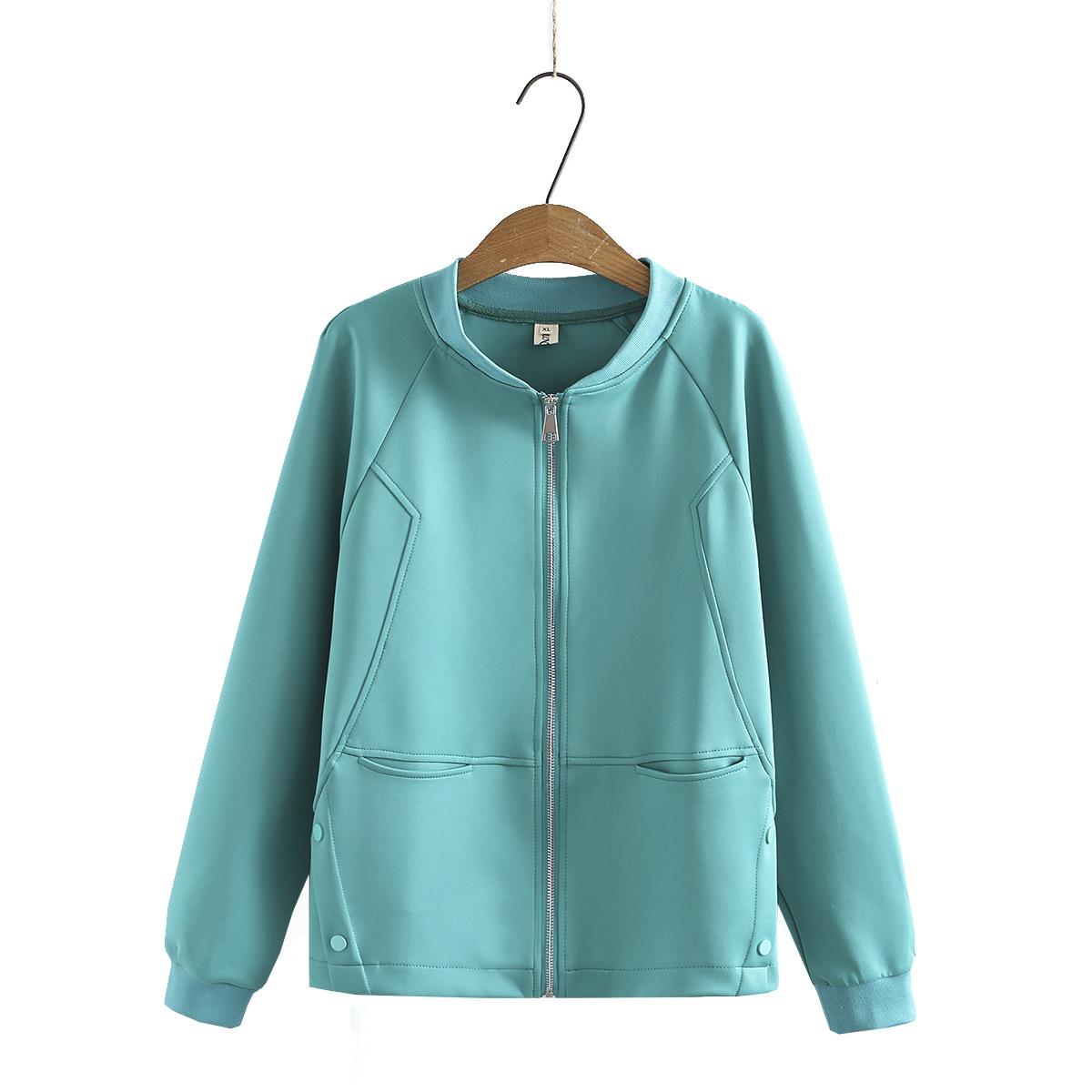 Plus Size Women's Autumn New Knitted Zipper Sweater Casual Stand Collar Jacket