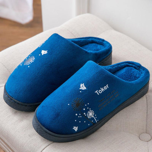 Winter Unisex's Cotton Slippers Non-slip Warm Couples Plus Velvet Thick Bottom Plush Slippers